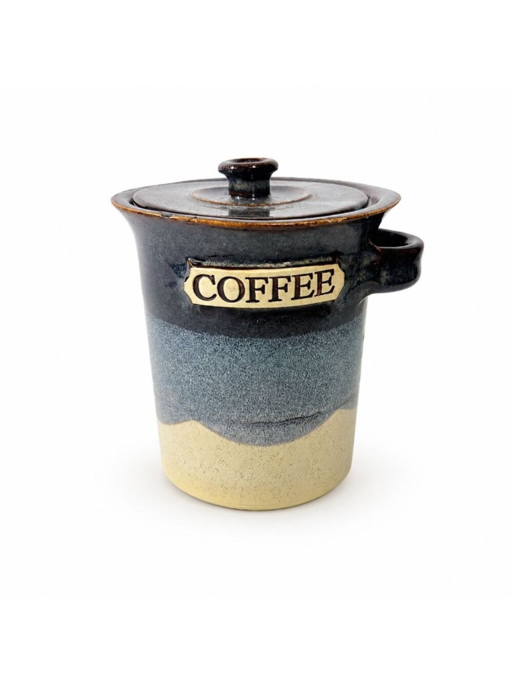 Pottery Coffee Canister Handle Stegall Pottery Vintage with Spoon Rest Hand Thro